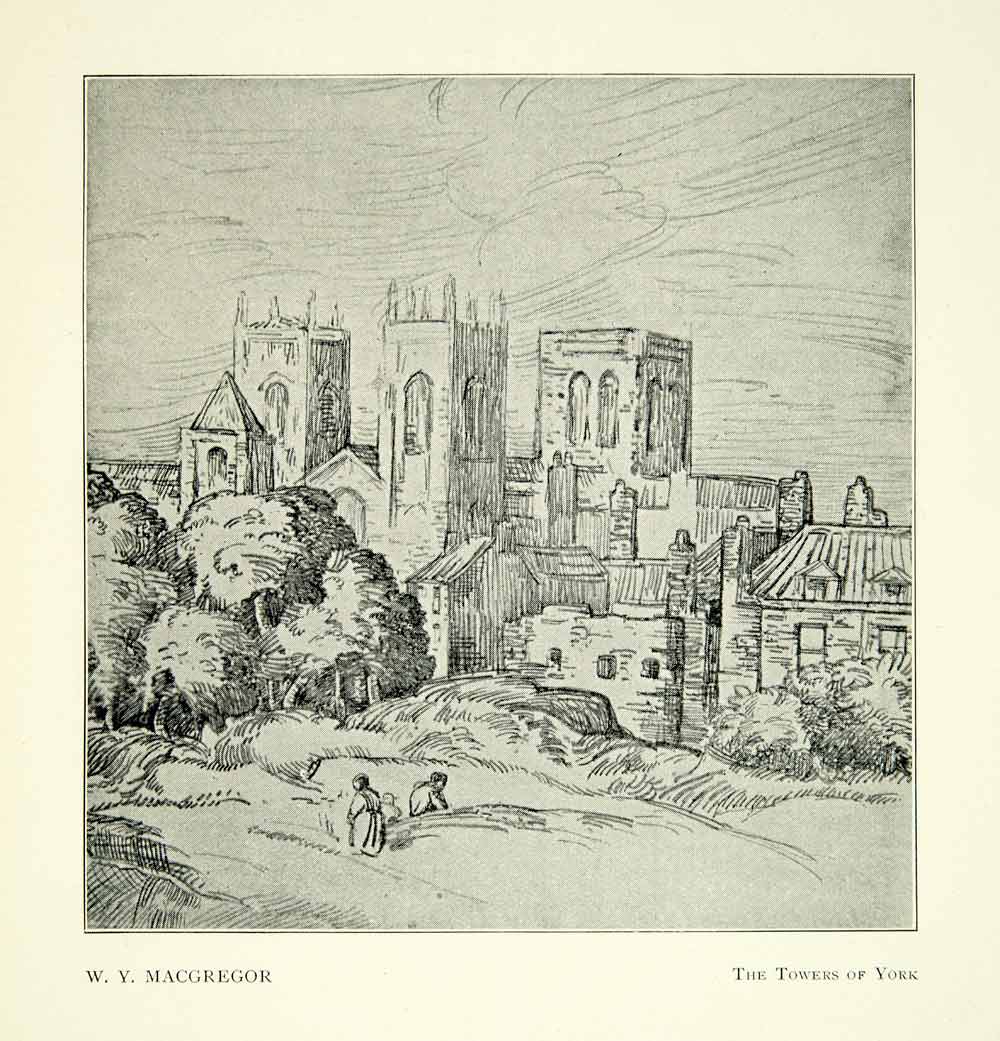 1897 Print Tower York W MacGregor Tower York Minster Cathedral Gothic Art XAAA7