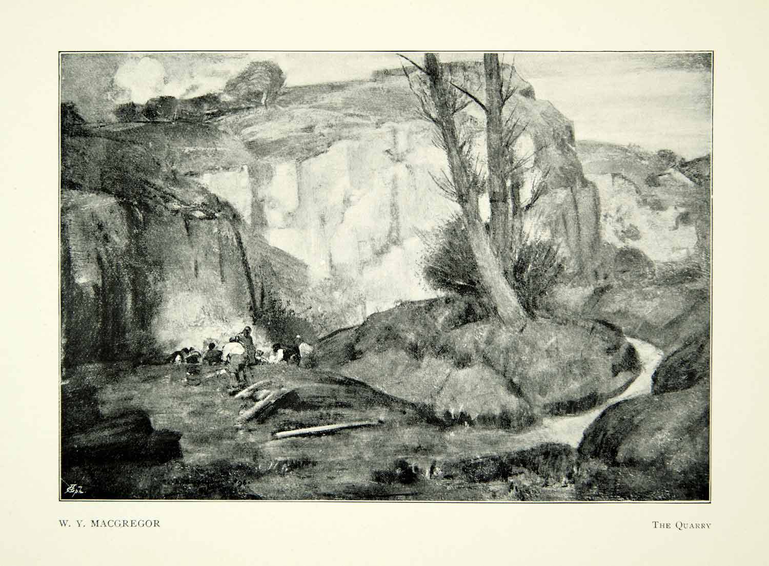 1897 Print W Y MacGregor Quarry Landscape Rock Scotland Art Stone Cliff XAAA7