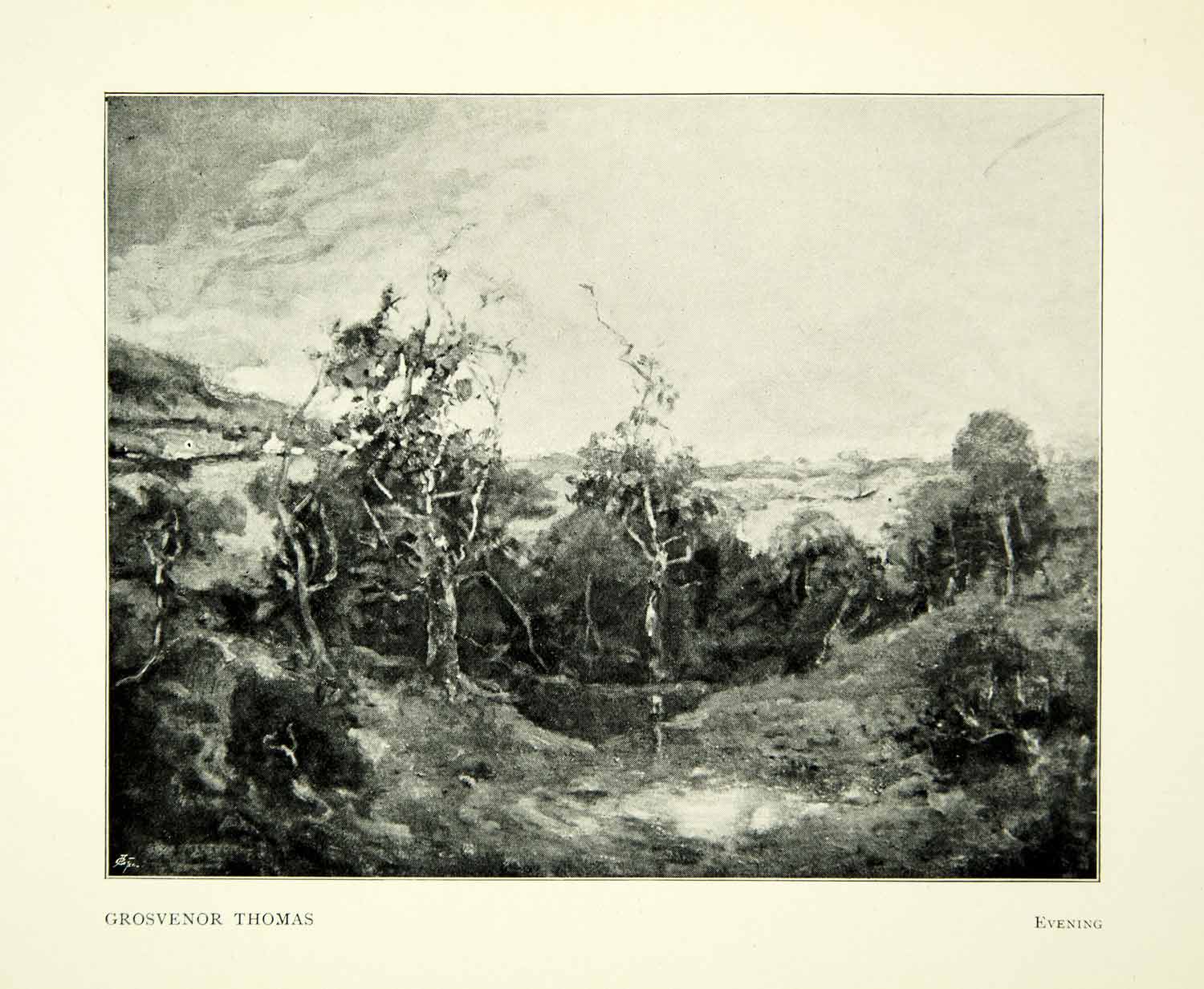 1897 Print Grosvenor Thomas Evening Landscape Scotland Forest Art Lake XAAA7