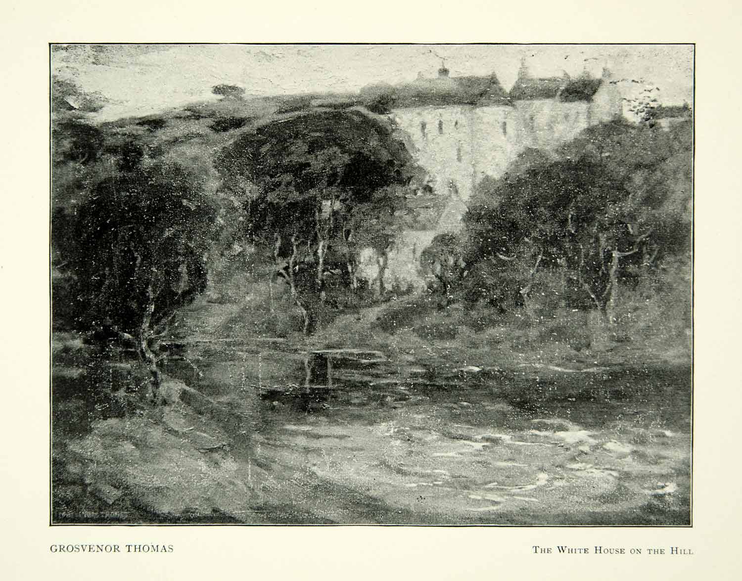 1897 Print Grosvenor Thomas White House Hill River Scotland Landscape XAAA7