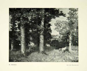 1897 Print H Spence Autumn Landscape Forest Cow Scottish Tree Woods Cattle XAAA7