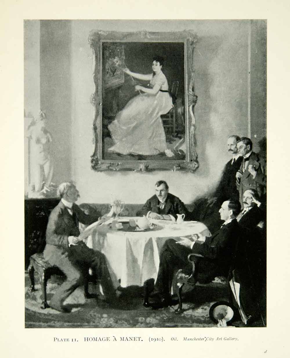 1923 Print Sir William Orpen Realism Art Edwardian Homage Edouard Manet XAAA8