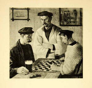 1931 Collotype Joan Manning-Sanders The Brothers Draughts Checkers Lager XAAA9