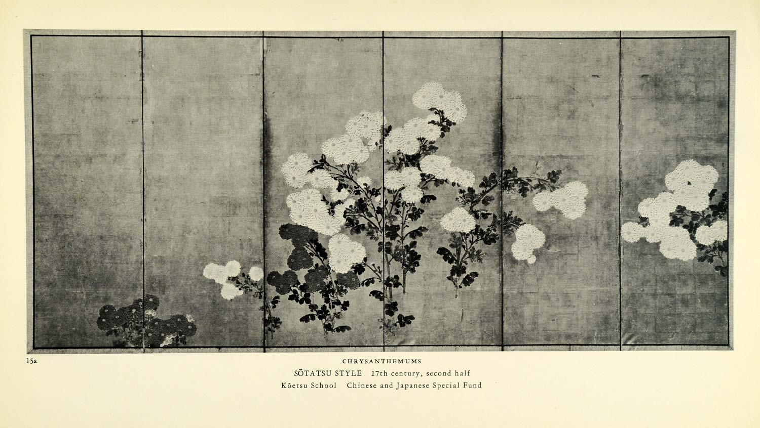 1935 Print Chrysanthemums Koetsu Floral Mums Botanical Japanese Screen Art XAB9