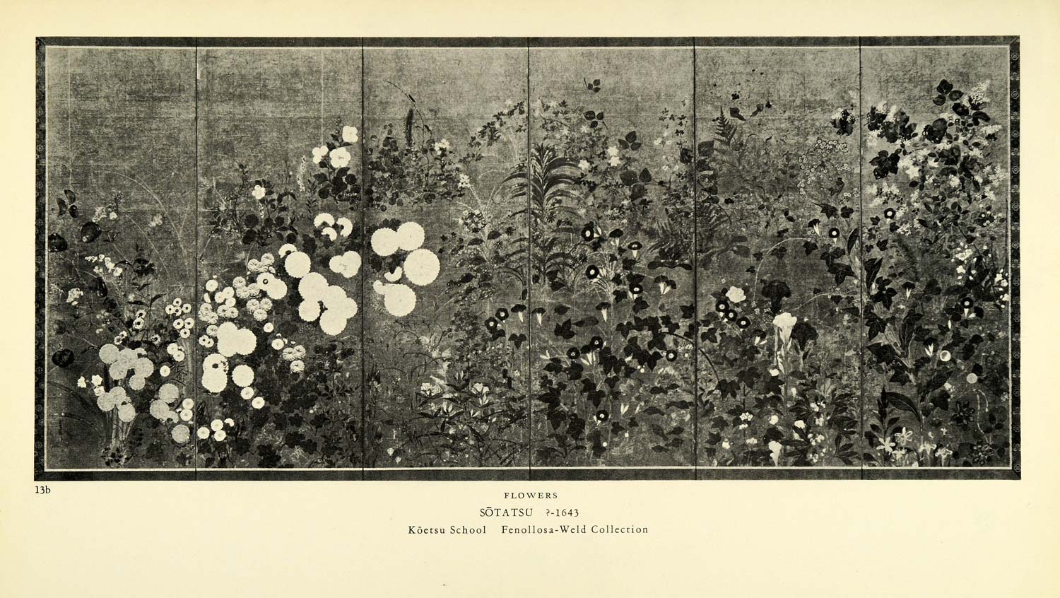 1935 Print Flowers Sotatsu Koetsu Botanical Plant Garden Japanese Screen XAB9