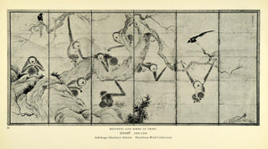 1935 Print Monkeys Birds Trees Sesshu Ashikaga Primates Animals Wildlife XAB9