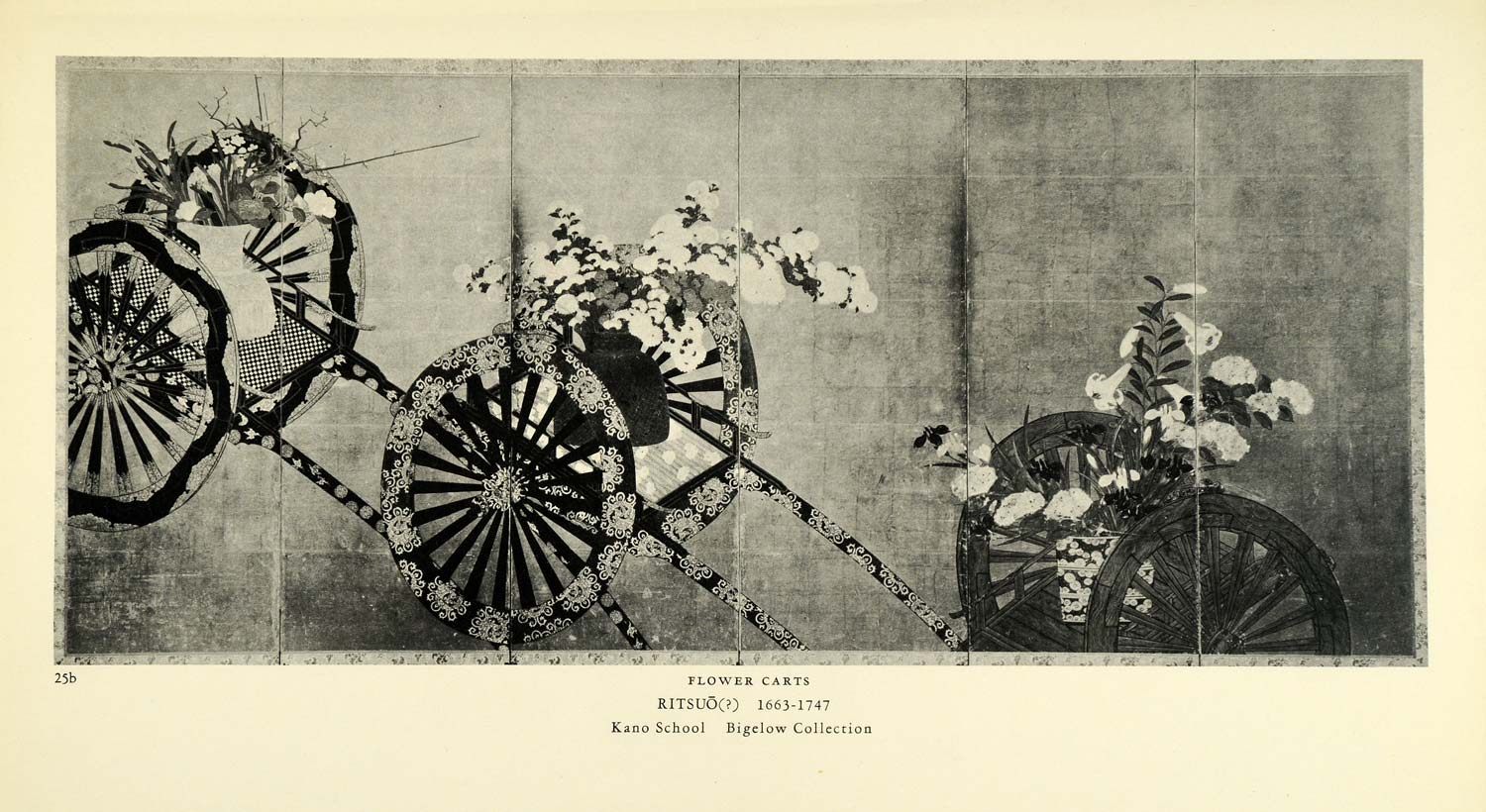 1935 Print Flower Carts Botanical Floral Japanese Art Screen Museum Fine XAB9