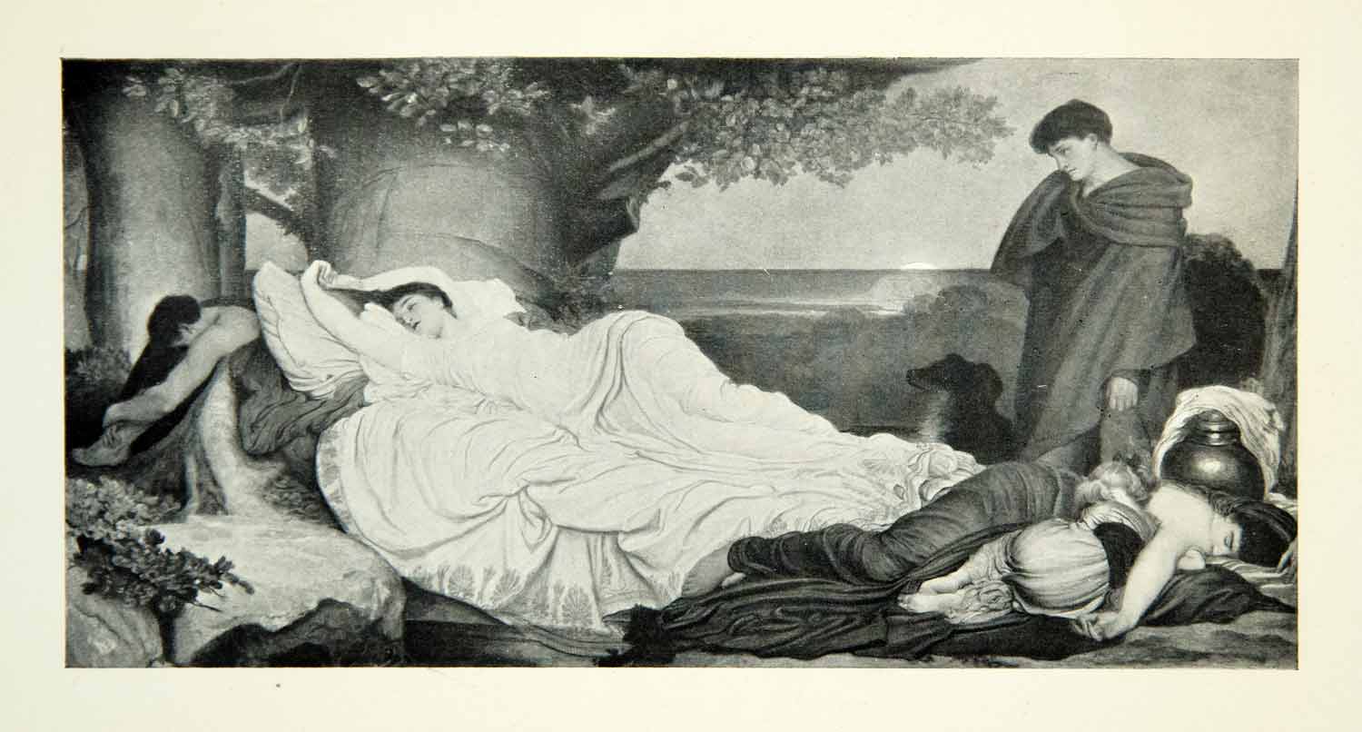 1906 Print Sir Frederick Leighton Cymon Iphigenia Sleeping Voyeur Love XABA1