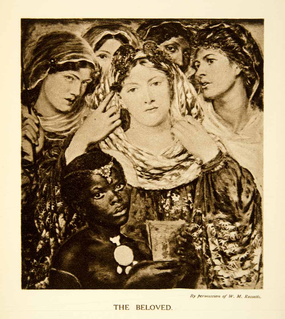 1915 Rotogravure Dante Gabriel Rossetti Beloved Virgin Mary Child Women XABA2