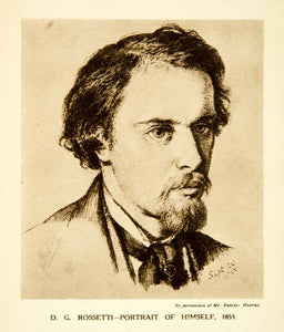 1915 Rotogravure Dante Gabriel Rossetti Self-Portrait Beard Moustache XABA2