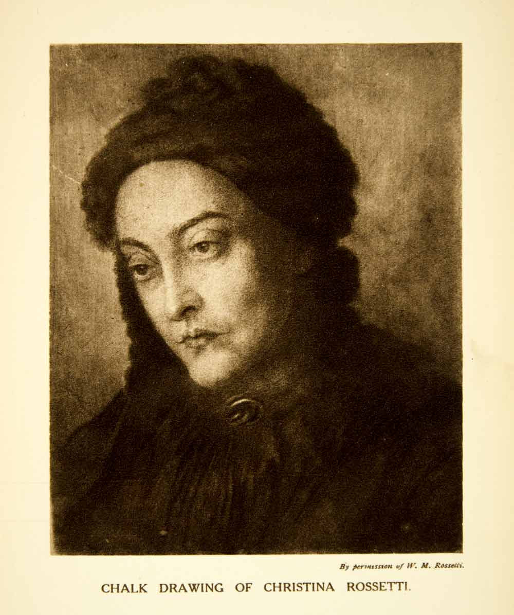 1915 Rotogravure Dante Gabriel Christina Rossetti Portrait Woman Art XABA2 - Period Paper

