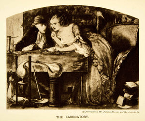 1915 Rotogravure Dante Gabriel Rossetti Laboratory Couple Vial Beaker XABA2