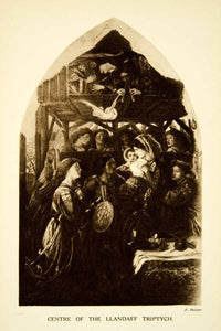 1915 Rotogravure Dante Gabriel Rossetti Llandaff Virgin Christ Angel XABA2