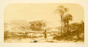 1875 Albumen Print Arab Shepherds William James Muller Oasis Landscape XABA3