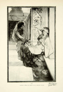 1899 Print Lawrence Alma Tadema Shy Lovers Flower Bouquet Suitor Classical XABA4
