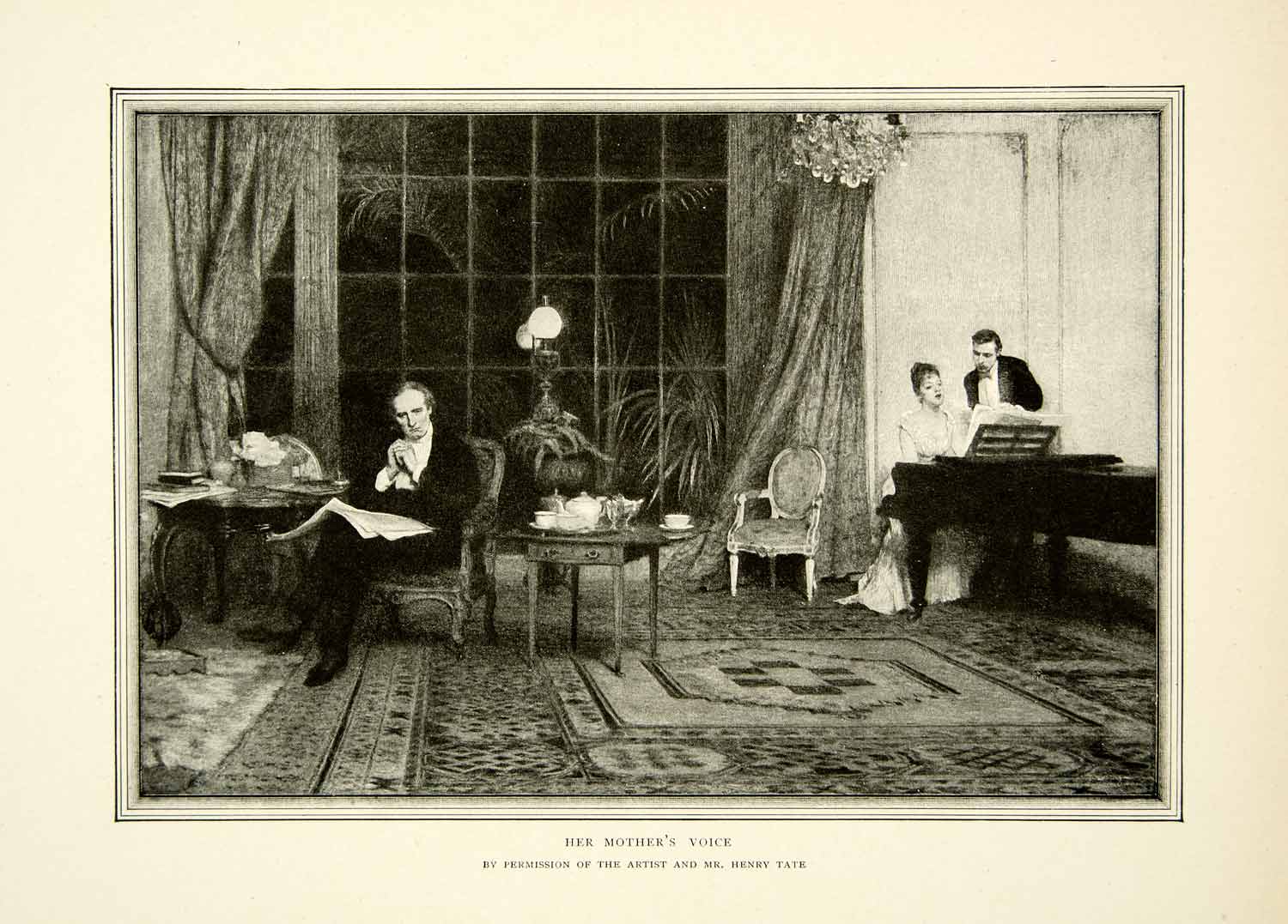 1899 Print Her Mothers Voice William Quiller Orchardson Pianist Parlor XABA4