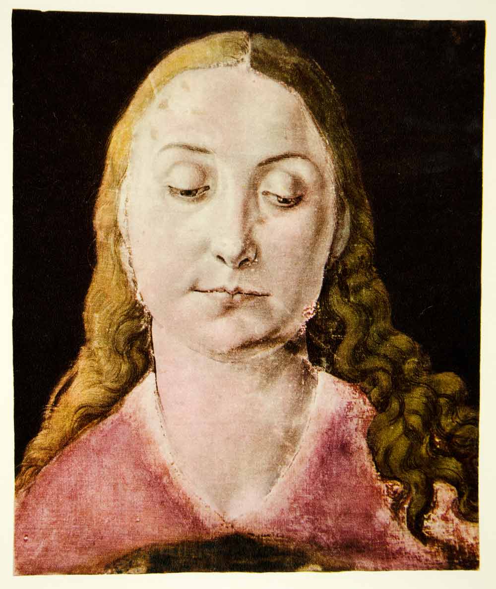 1954 Rotogravure Albrecht Durer Study Portrait Head Madonna Northern XABA5