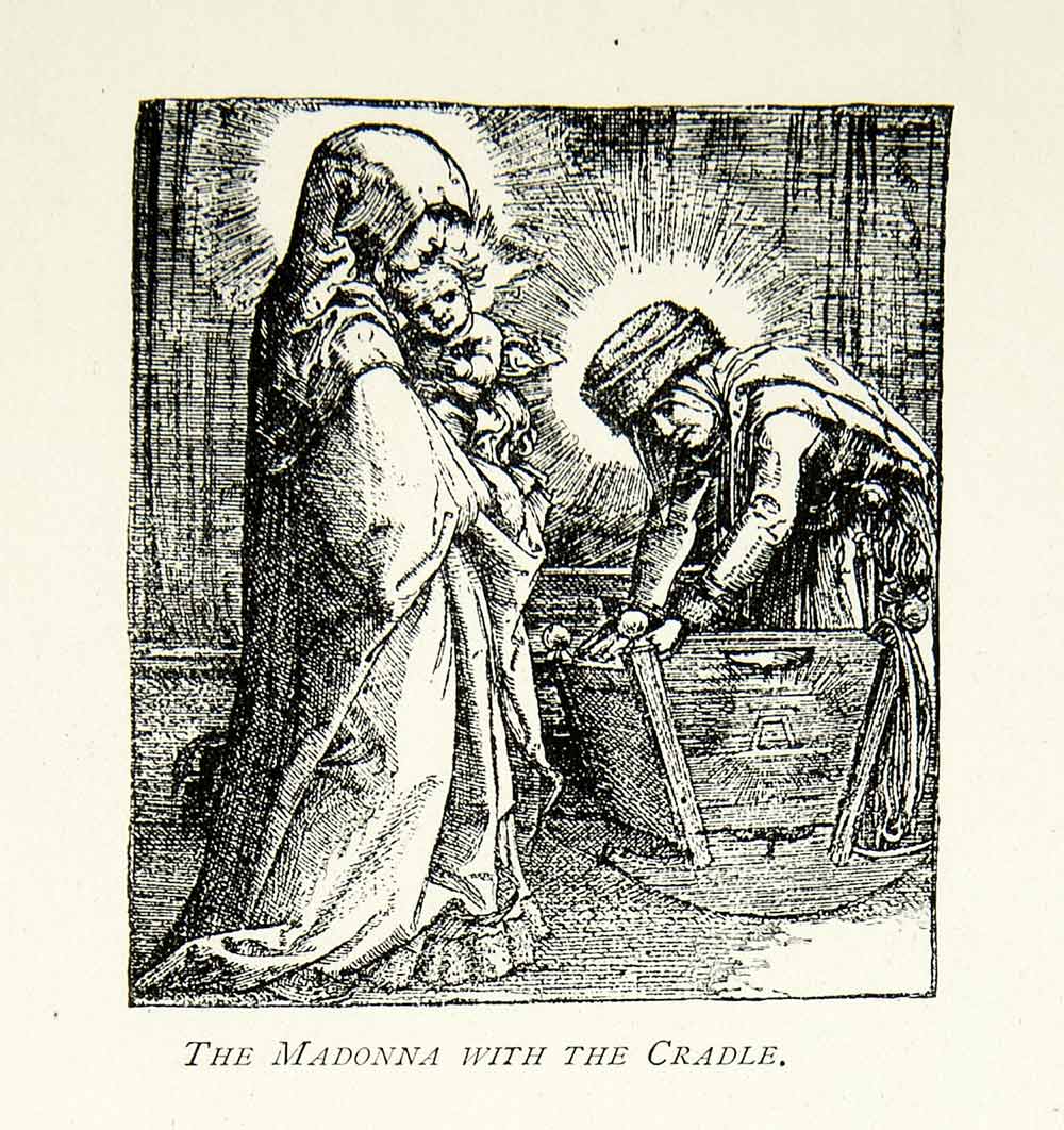 1901 Print Madonna Cradle Baby Jesus Biblical Religion Manger Albrect XABA6