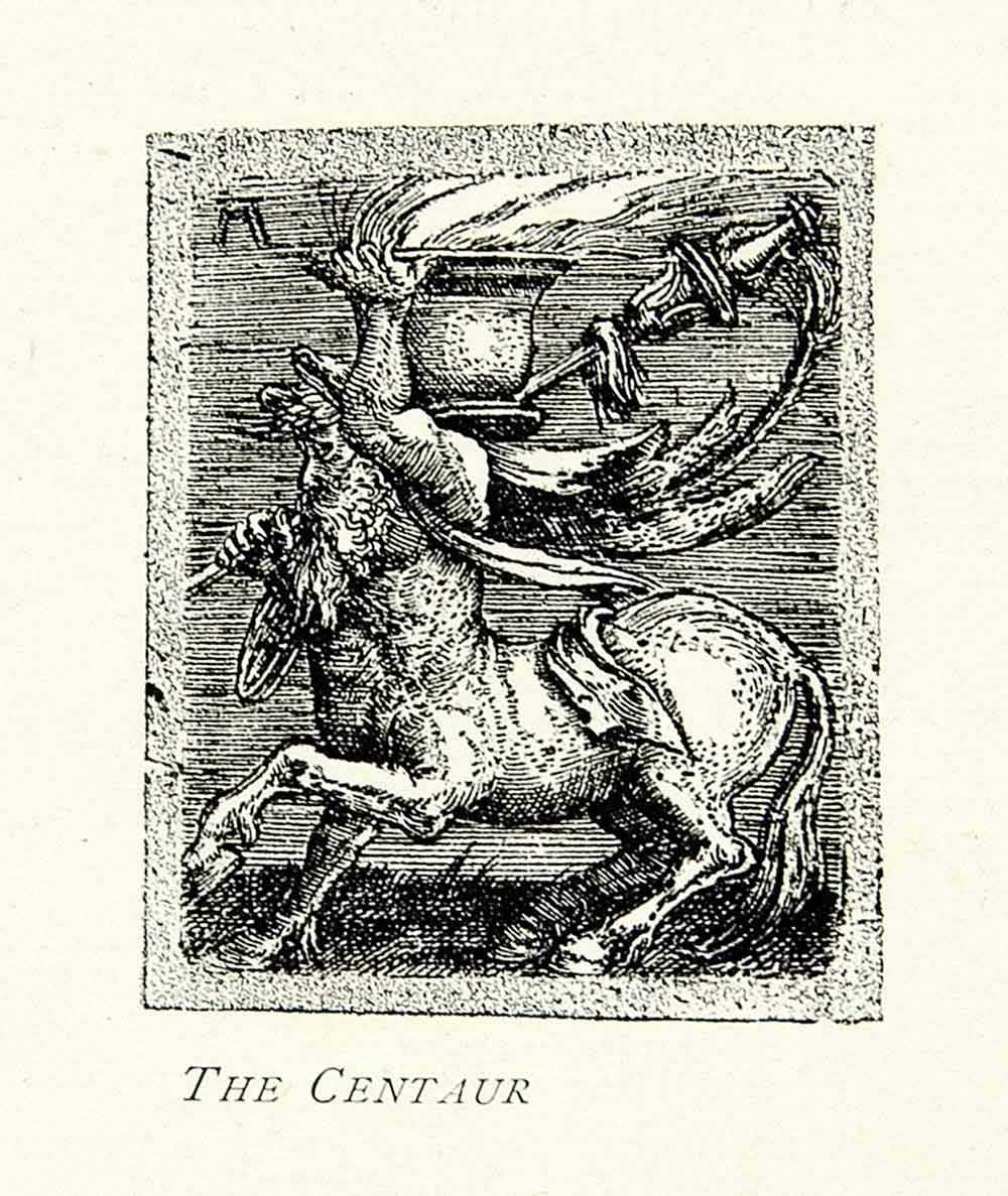 1901 Print Centaur Animal Mythical Man Horse Carry Historic Albrect XABA6
