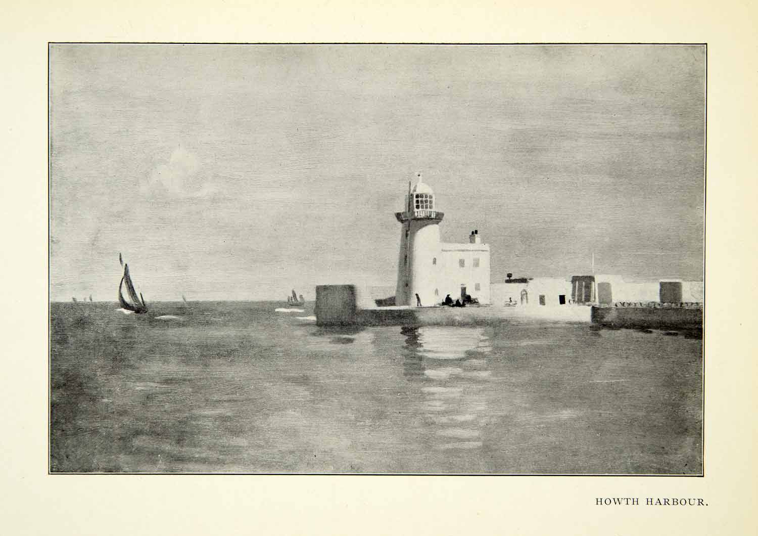 1925 Print Howth Harbor Dublin Ireland English Channel Lighthouse William XABA7
