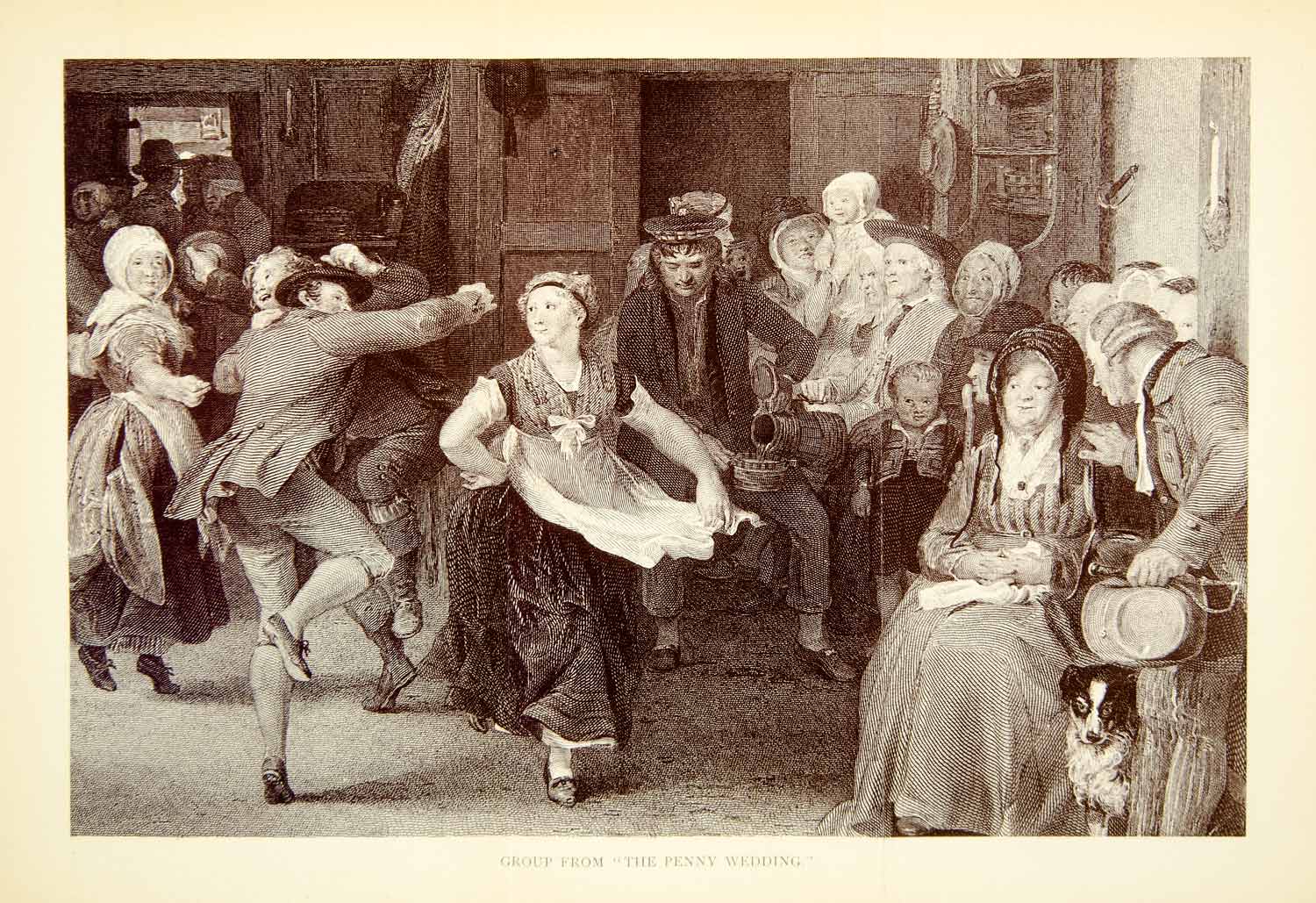 1892 Photogravure The Penny Wedding Costume Fashion Figures Dancing Child XABA8