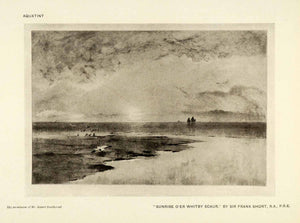 1917 Print Frank Short Art Sunrise Whitby Scaur Coastal Landscape British XAC8