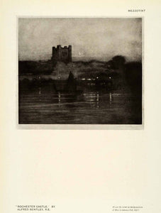 1917 Print Alfred Bentley Art Rochester Castle River Medway Kent England XAC8