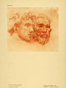 1917 Print Ernest A. Cole Men Head Face Portrait Figures Study Artwork XAC8