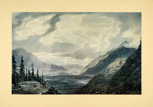 1919 Tipped-In Print Swiss Valley Mountain Landscape Switzerland John XAC9