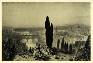 1919 Print Florence Italy Landscape Cityscape Joseph Mallord William Turner XAC9