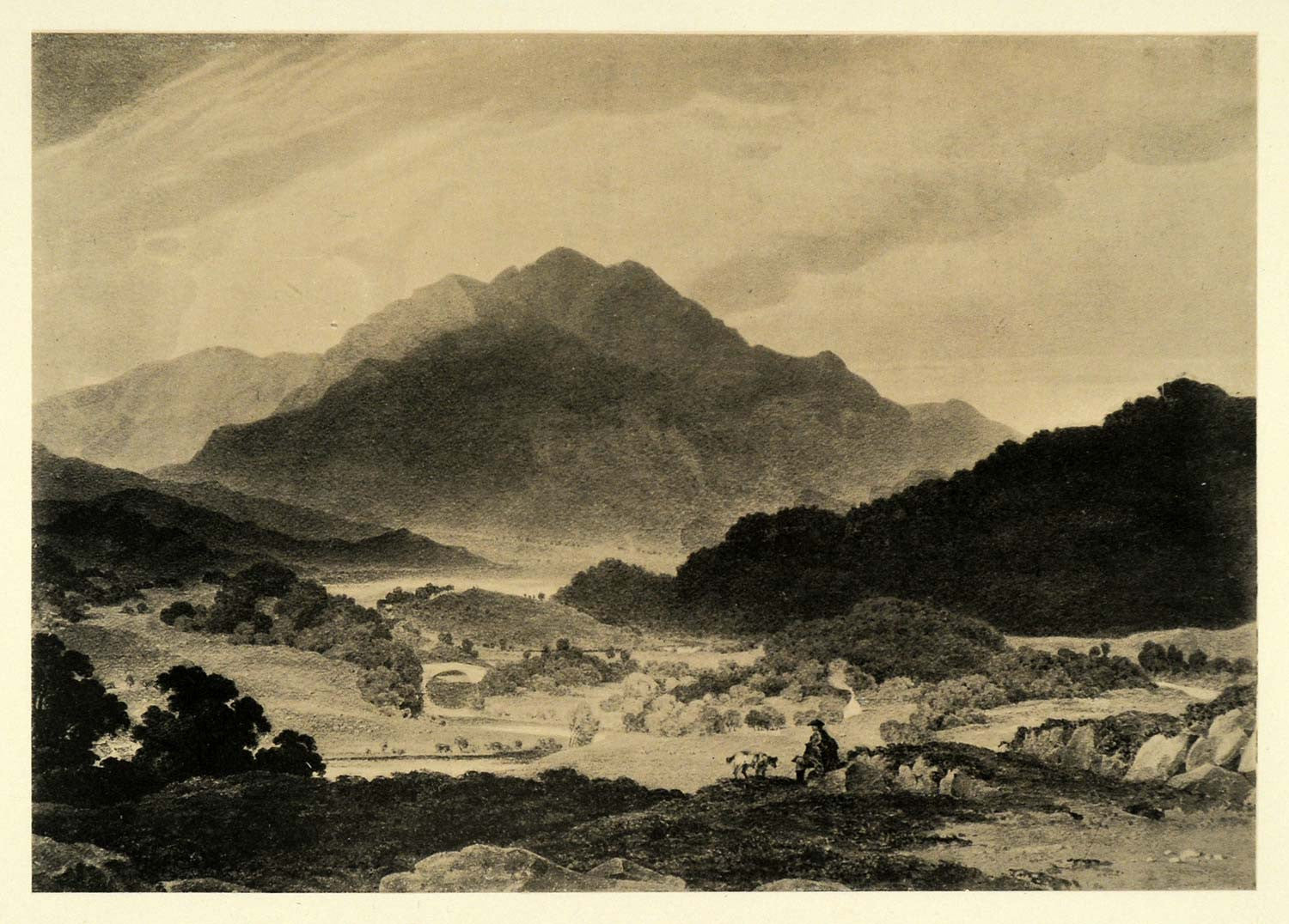 1919 Print Ben Venue Scotland Mountain Landscape George Fennell Robson XAC9 - Period Paper
