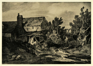 1919 Print Water Mill Wheel Country Home Joseph Mallord William Turner XAC9