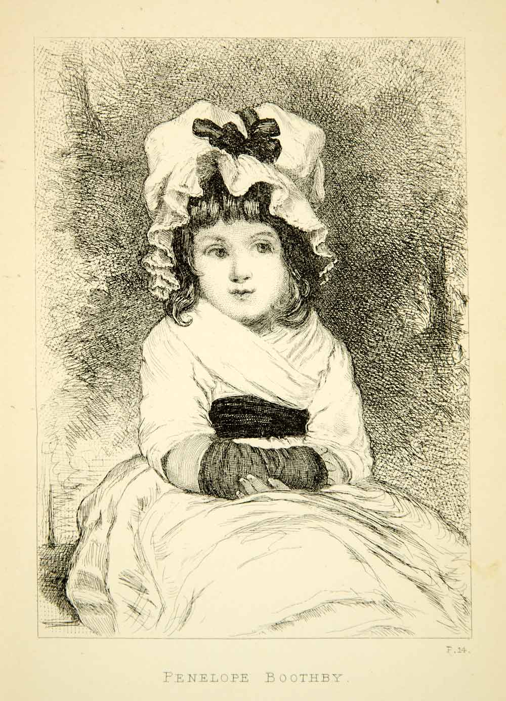 1892 Photolithograph Portrait Penelope Boothby Costume Dress Joshua XACA1