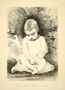 1892 Photolithograph Portrait Infant Baby Samuel Johnson English Joshua XACA1