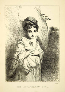 1892 Photolithograph Strawberry Girl Child Costume Fashion Dress Joshua XACA1