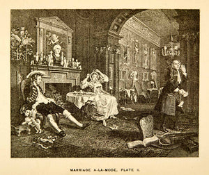 1883 Photolithograph William Hogarth Art Marriage A-La-Mode Tete A Tete XACA2