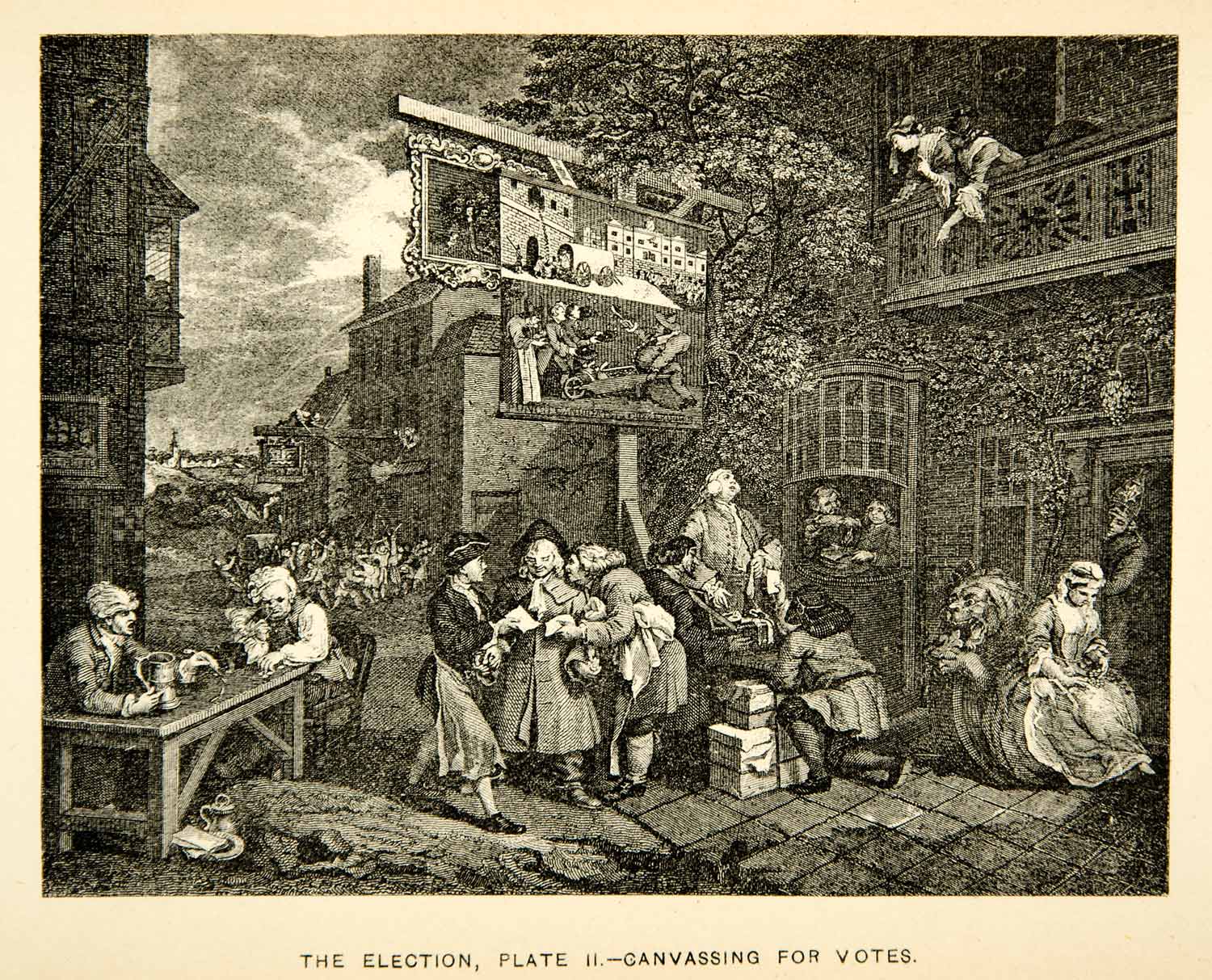 1883 Photolithograph William Hogarth Art Humours Election Canvassing For XACA2