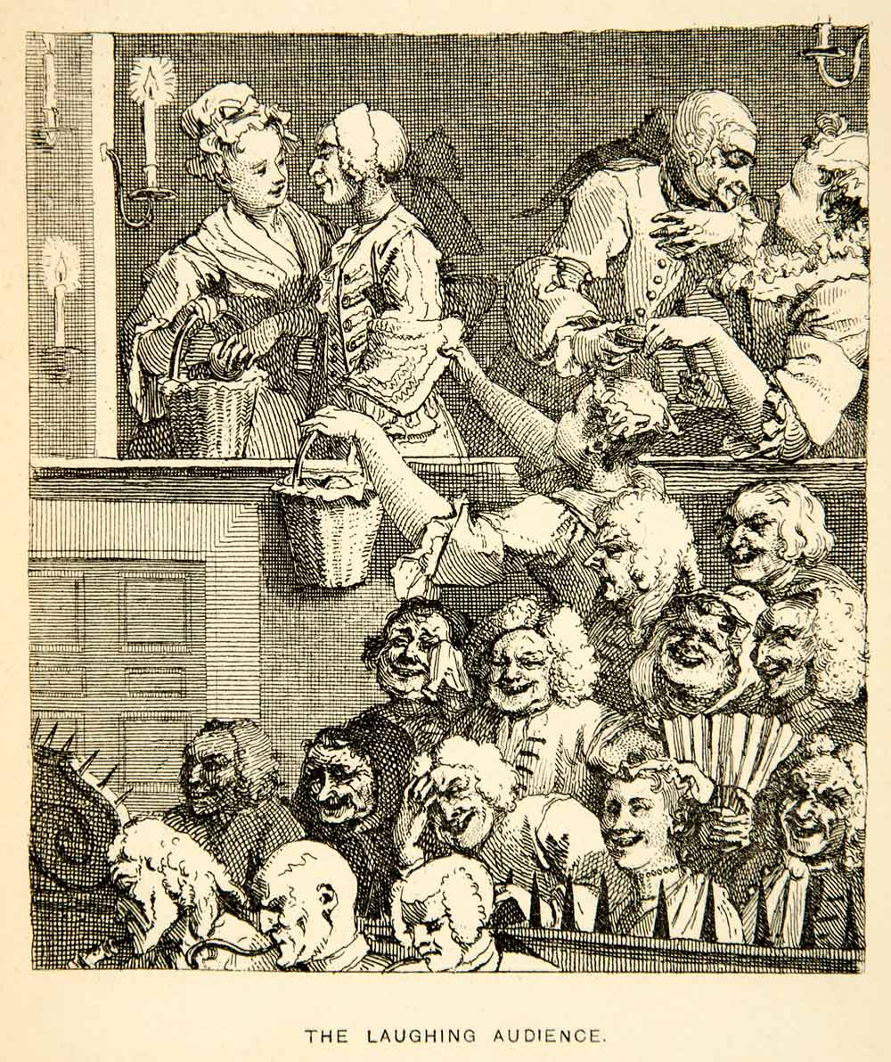 1883 Photolithograph William Hogarth Art Laughing Pleased Audience Baroque XACA2