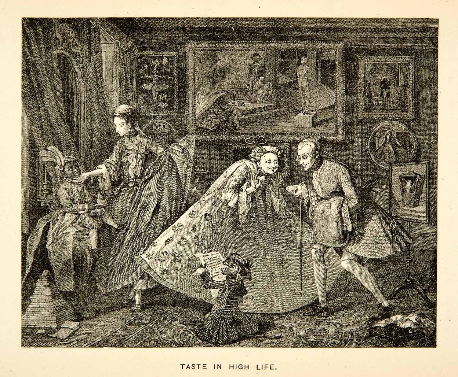 1883 Photolithograph William Hogarth Art Taste High Life Georgian Era XACA2