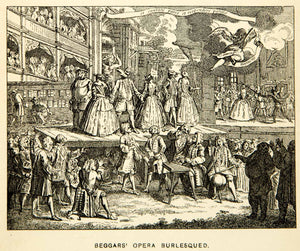1883 Photolithograph William Hogarth Art Beggars Opera Burlesqued Music XACA2