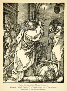 1881 Wood Engraving Biblical Scene Christ Money Changer Religion Albrecht XACA8
