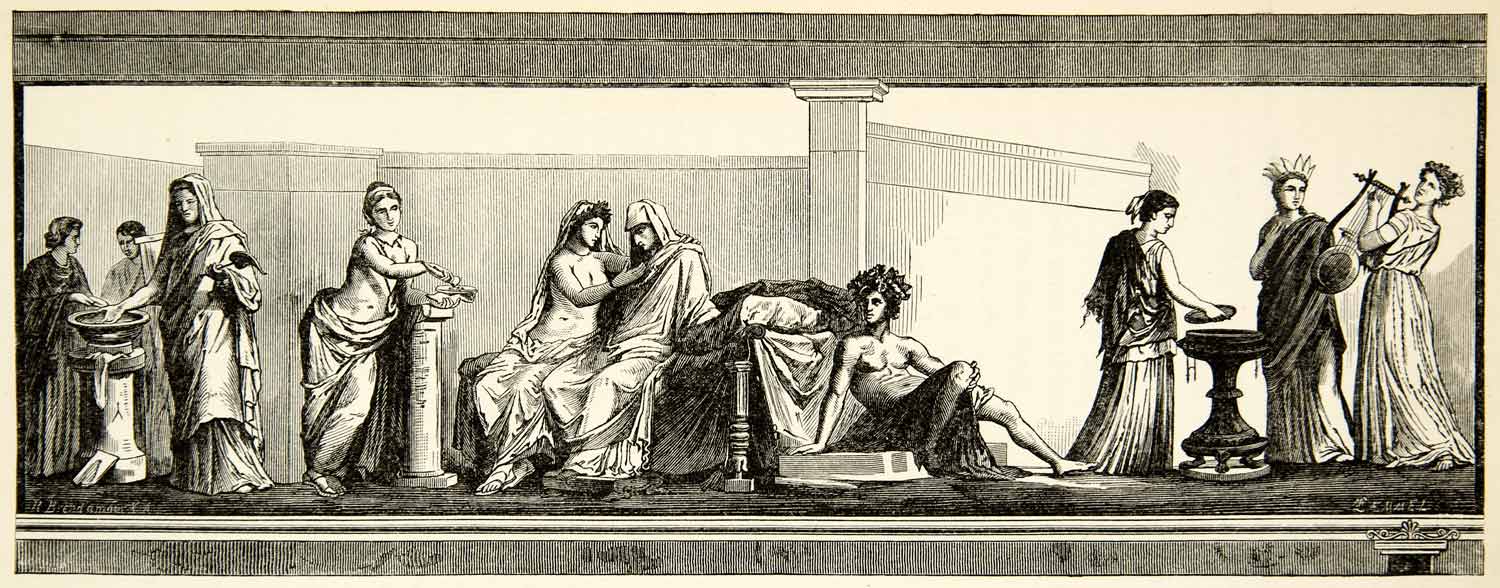1888 Wood Engraving Aldobrandini Marriage Vatican Ancient Greek Nude X ...