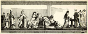 1888 Wood Engraving Aldobrandini Marriage Vatican Ancient Greek Nude XACA9