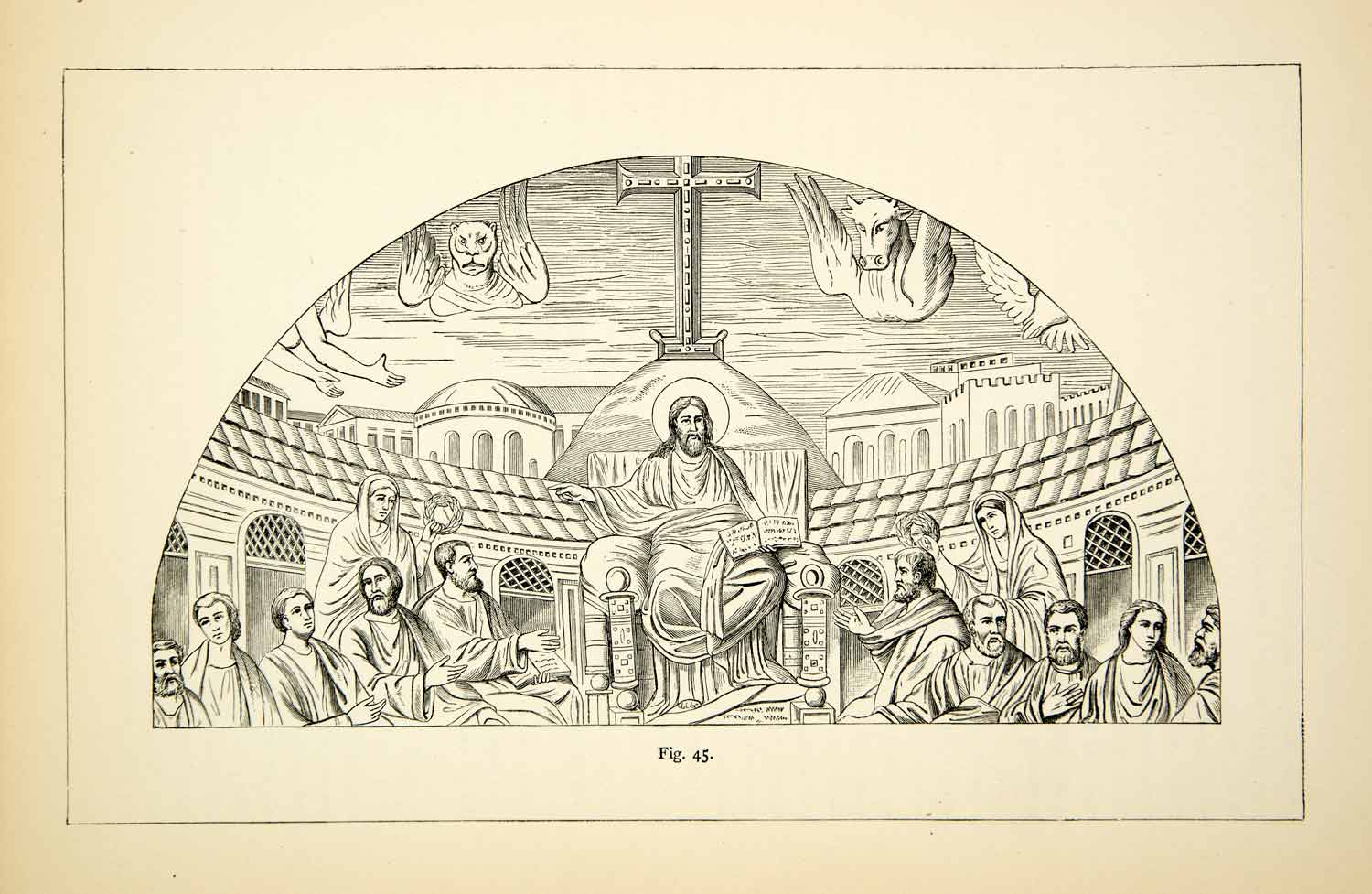1888 Print Mosaic Church Santa Pudenziana Religious Jesus God Apostles ...