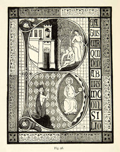 1888 Print Decorated Initial Cap Psalter Saint Louis Letter Religious XACA9