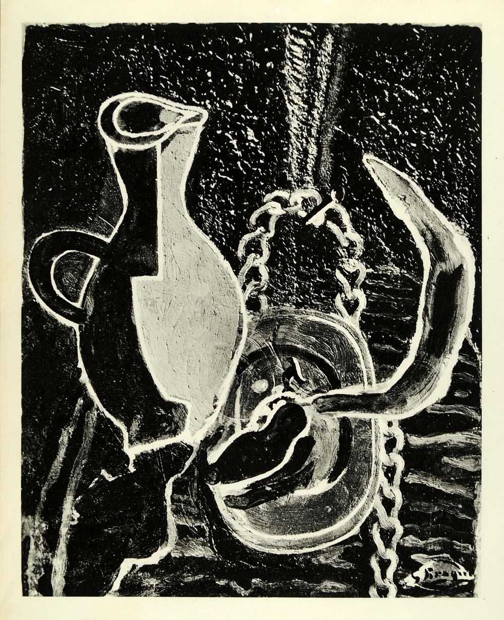 1956 Print Georges Braque Sickle Jar Jug Pitcher Abstract French Modern XAD2