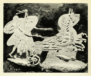 1956 Print Georges Braque Sun Chariot Horse French Modern Abstract Artwork XAD2