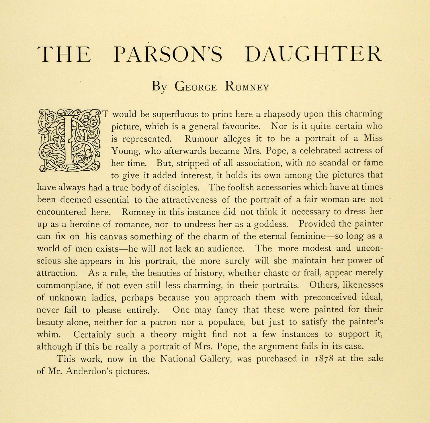 1897 Print Parson's Daughter George Romney Portrait Fashion Costume Art XAD4