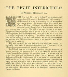 1898 Print Fight Interrupted Children Boys School Yard William Mulready XAD4