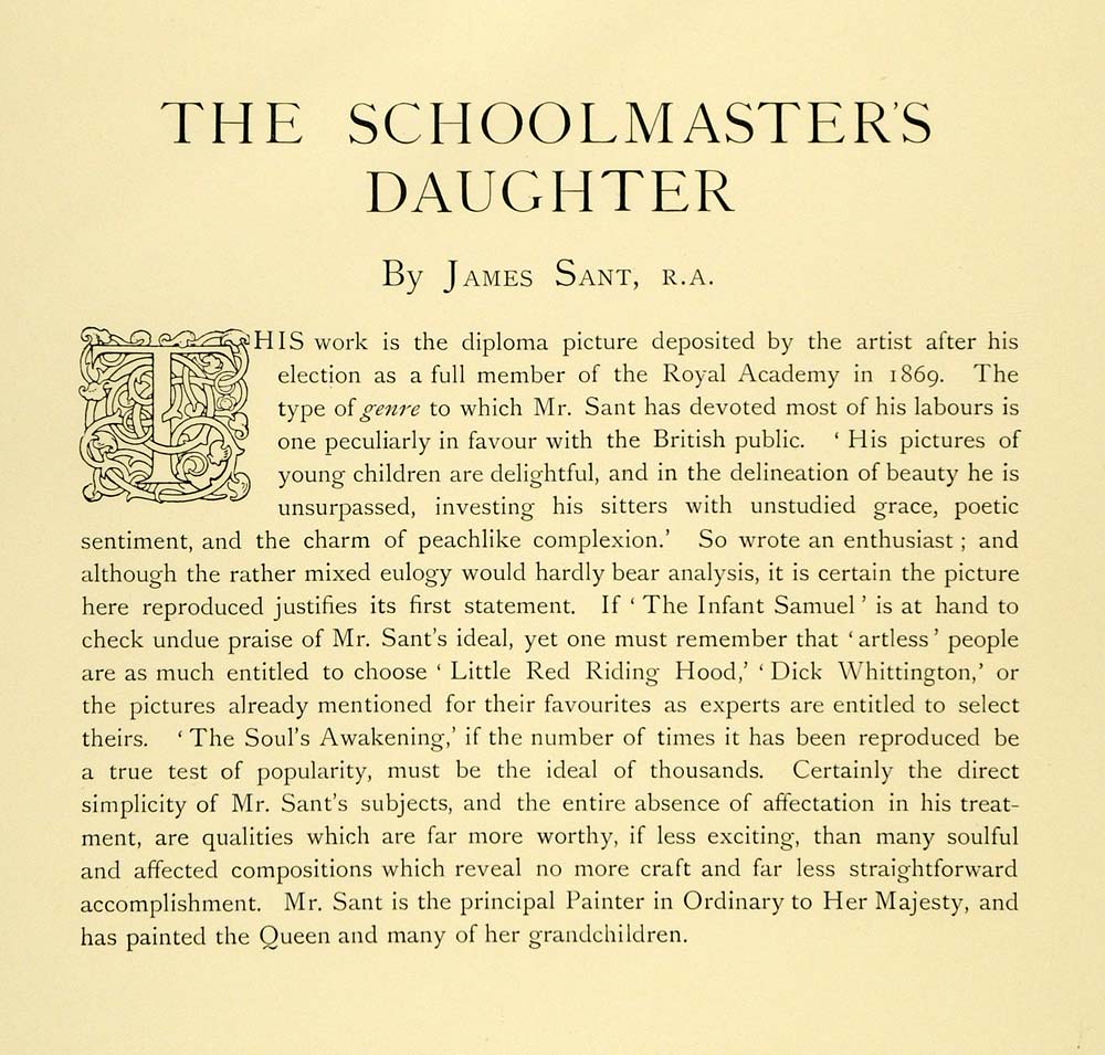1898 Print Schoolmasters Daughter Children Costume Fashion Education James XAD4